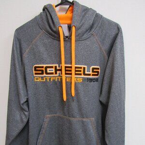 Scheels Outfitters Gray/Orange Hoodie Fleece Hooded Sweatshirt Large